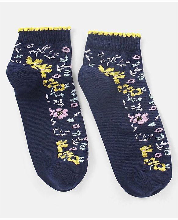 Pine Kids Ankle Length Socks Printed Pack Of 2 - Yellow & Blue