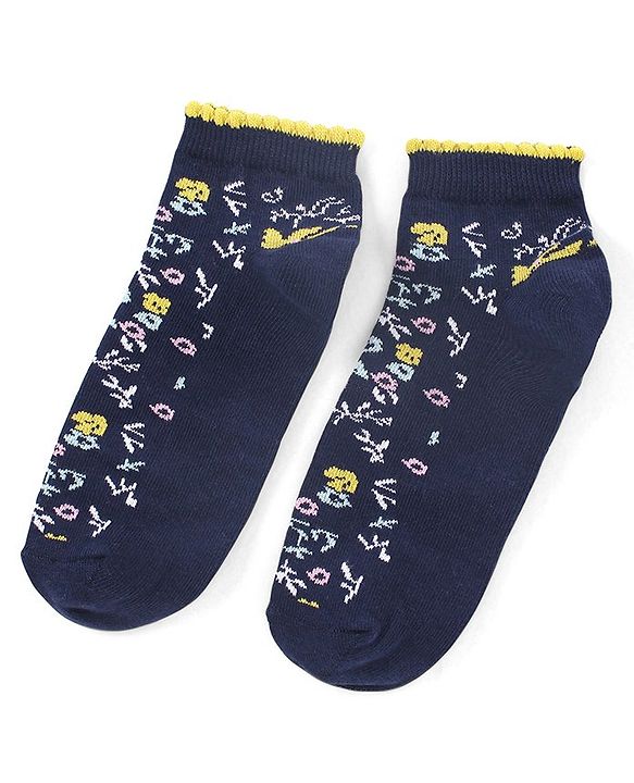 Pine Kids Ankle Length Socks Printed Pack Of 2 - Yellow & Blue
