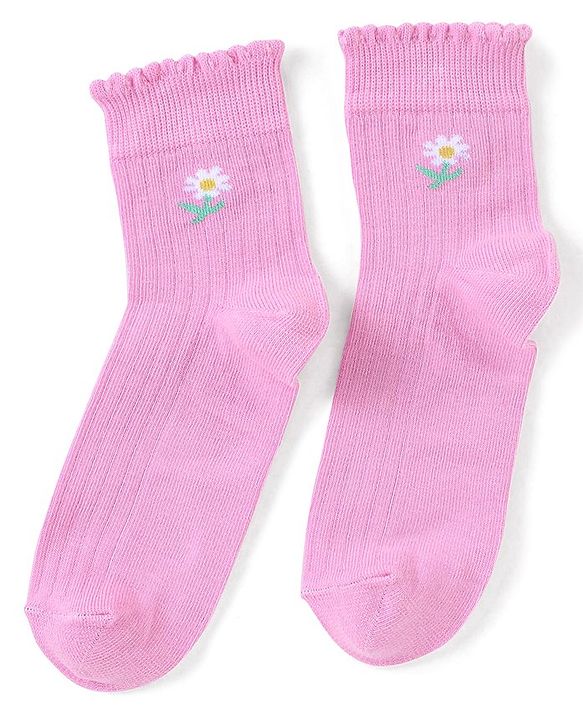 Pine Kids Ankle Length Solid Colour Socks Pack Of 3 - Yellow Purple & Pink