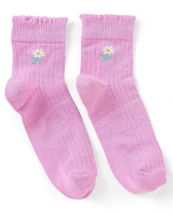 Pine Kids Ankle Length Solid Colour Socks Pack Of 3 - Yellow Purple & Pink