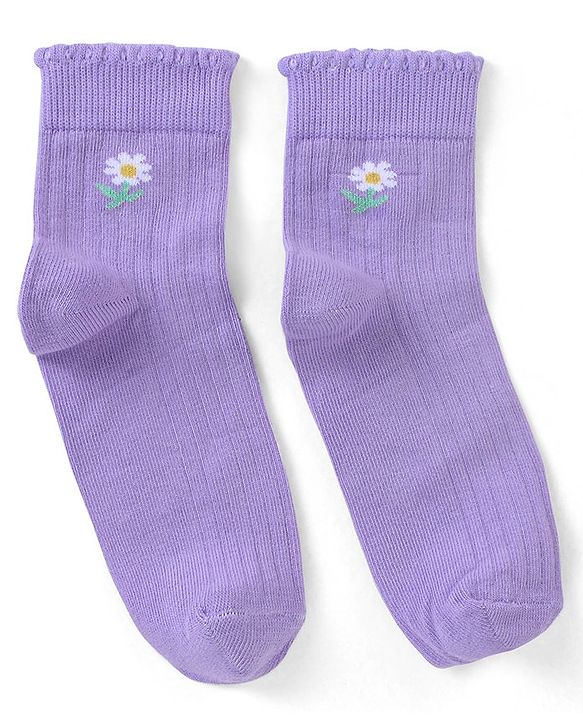 Pine Kids Ankle Length Solid Colour Socks Pack Of 3 - Yellow Purple & Pink