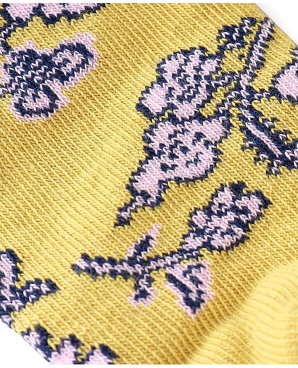 Pine Kids Ankle Length Printed Socks Floral Print Pack Of 3 - Yellow Green & Purple