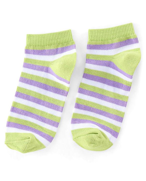 Pine Kids Ankle Length Printed Socks Floral Print Pack Of 3 - Yellow Green & Purple