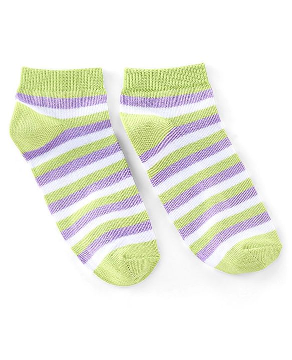 Pine Kids Ankle Length Printed Socks Floral Print Pack Of 3 - Yellow Green & Purple