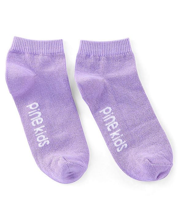 Pine Kids Ankle Length Printed Socks Floral Print Pack Of 3 - Yellow Green & Purple