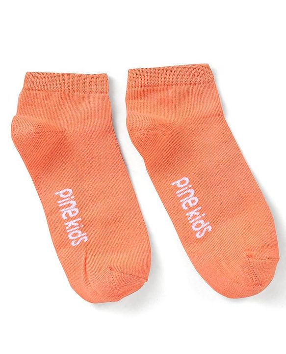 Pine Kids Ankle Length Printed Socks Floral Print Pack Of 3 - Orange White & Pink