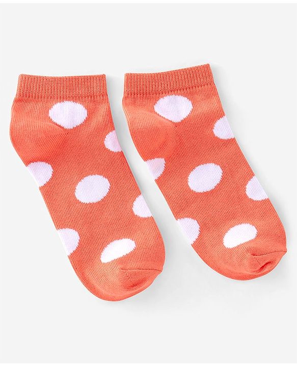 Pine Kids Ankle Length Printed Socks Striped Pack of 3 - Orange & Pink