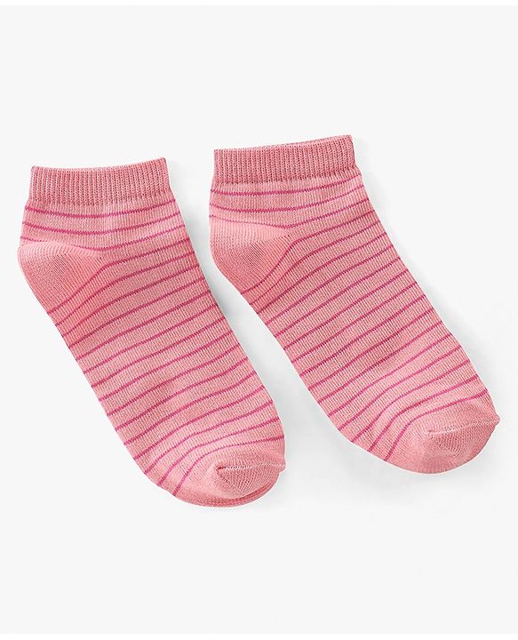 Pine Kids Ankle Length Printed Socks Striped Pack of 3 - Orange & Pink