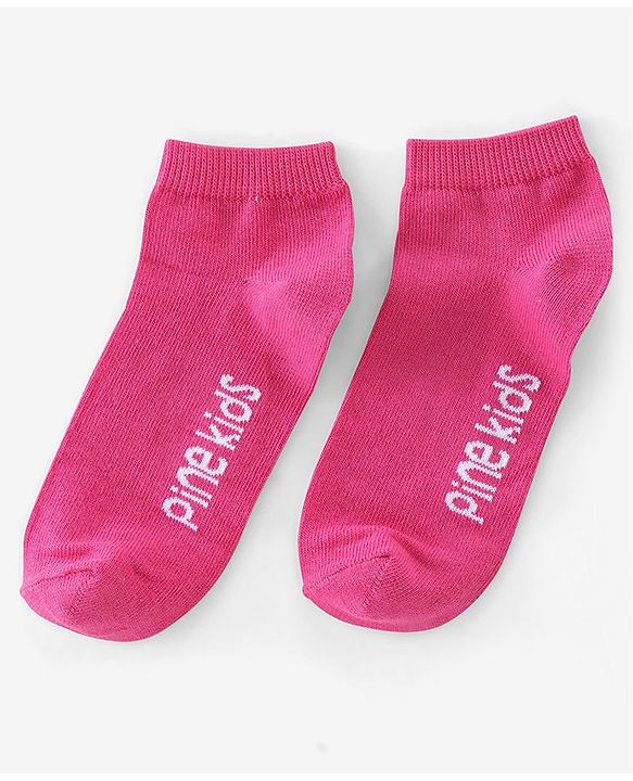 Pine Kids Ankle Length Printed Socks Striped Pack of 3 - Orange & Pink