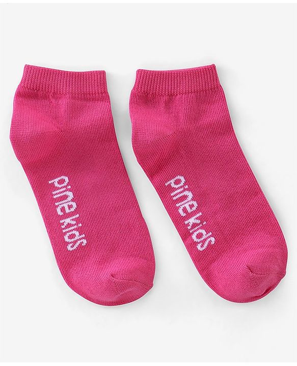Pine Kids Ankle Length Printed Socks Striped Pack of 3 - Orange & Pink