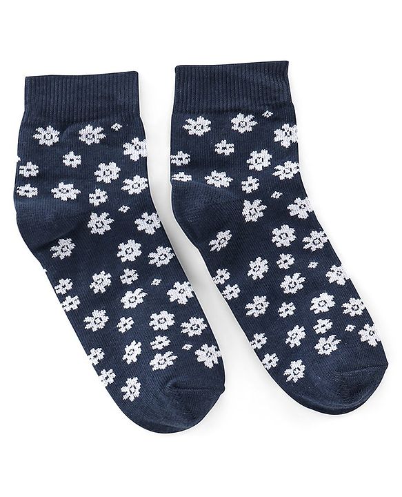Pine Kids Ankle Length Printed Socks Floral Print Pack Of 3 - Pink Black & Green
