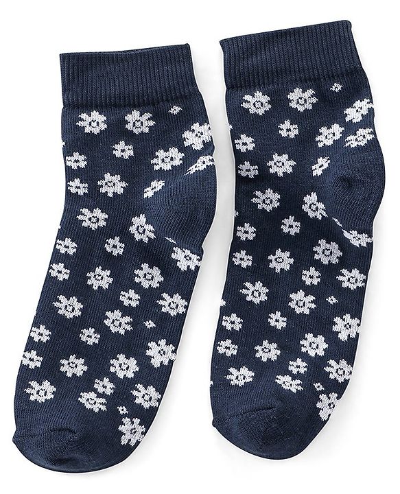 Pine Kids Ankle Length Printed Socks Floral Print Pack Of 3 - Pink Black & Green