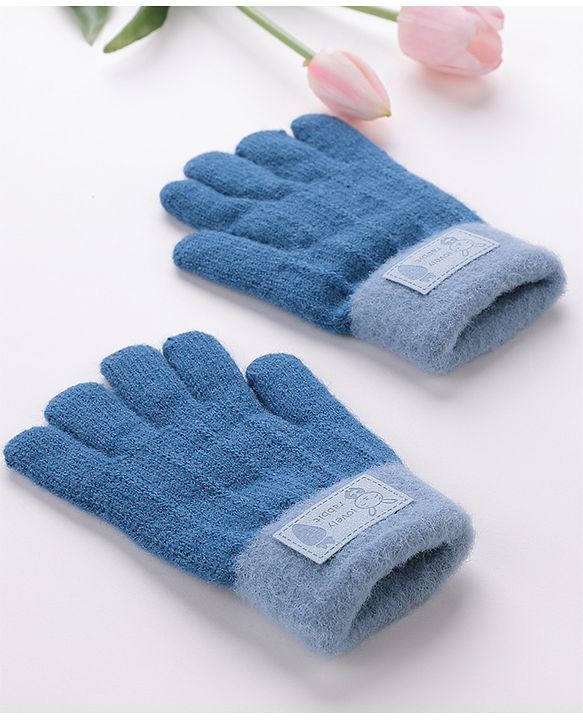 Babyhug Gloves With Rabbit Patch - Navy Blue