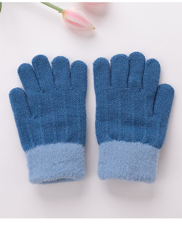 Babyhug Gloves With Rabbit Patch - Navy Blue