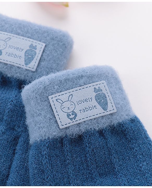 Babyhug Gloves With Rabbit Patch - Navy Blue