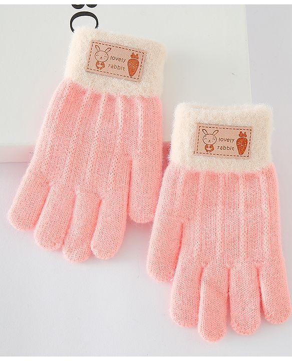 Babyhug Gloves With Rabbit Patch - Navy Blue