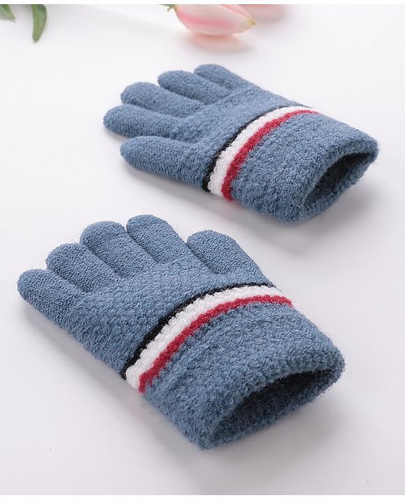 Babyhug Gloves With Stripes Design  - Blue
