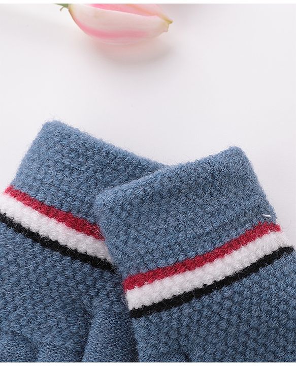 Babyhug Gloves With Stripes Design  - Blue