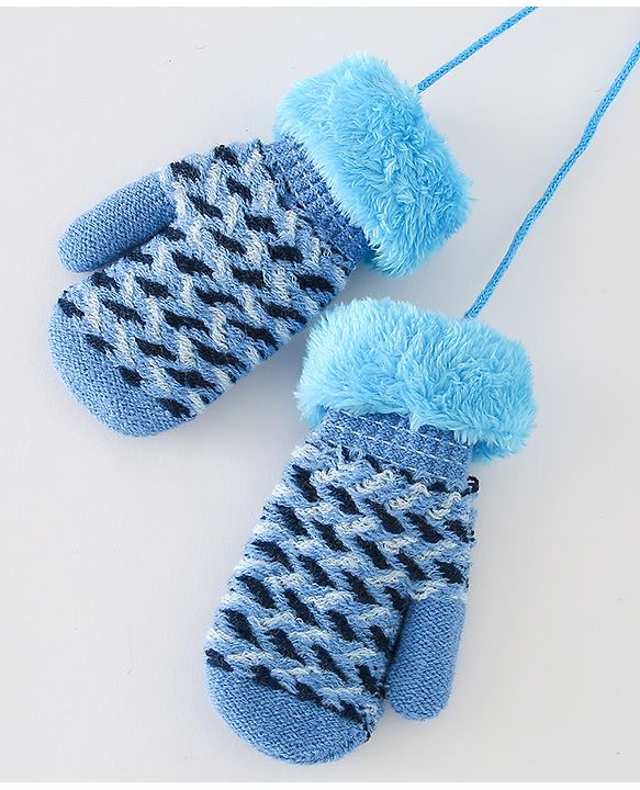 Babyhug Gloves With Text Patch - Blue