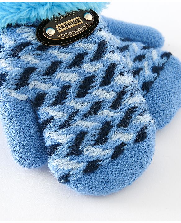 Babyhug Gloves With Text Patch - Blue