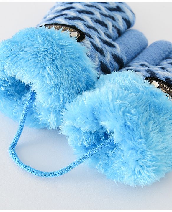 Babyhug Gloves With Text Patch - Blue