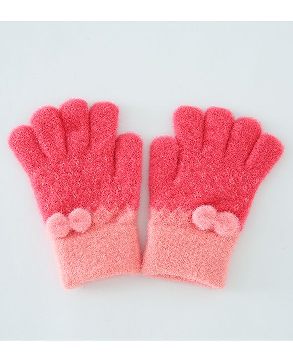 Babyhug Solid Gloves with Pom Pom - Red