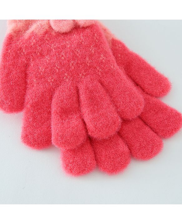 Babyhug Solid Gloves with Pom Pom - Red
