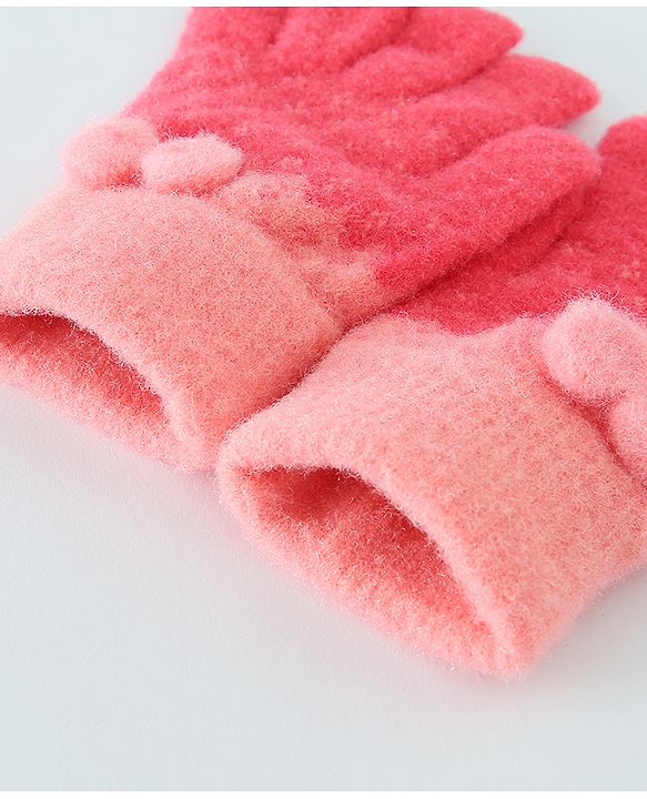 Babyhug Solid Gloves with Pom Pom - Red