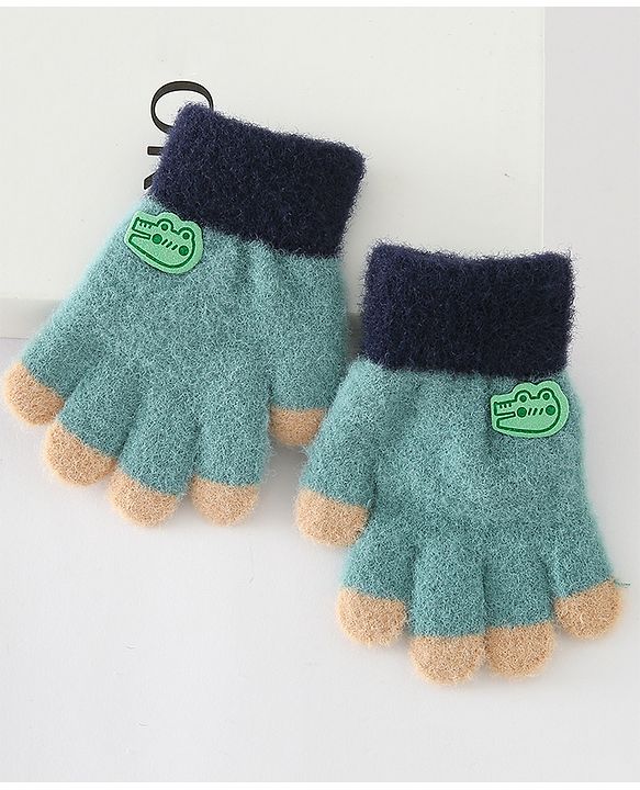Babyhug Gloves With Crocodile Patch - Green