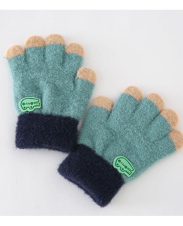 Babyhug Gloves With Crocodile Patch - Green