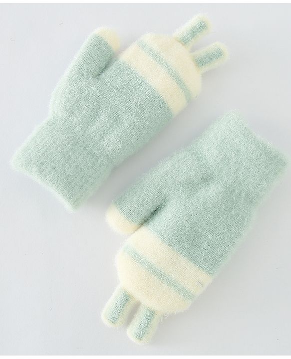 Babyhug Gloves with Face Design - Light Green