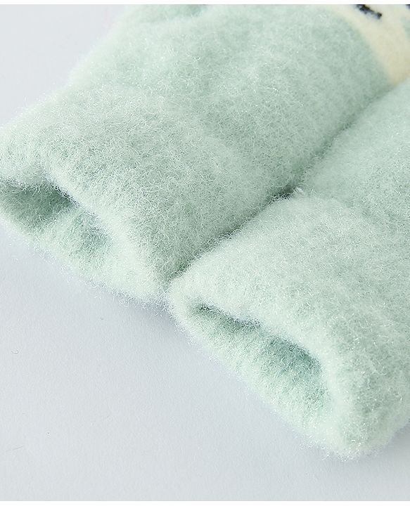Babyhug Gloves with Face Design - Light Green