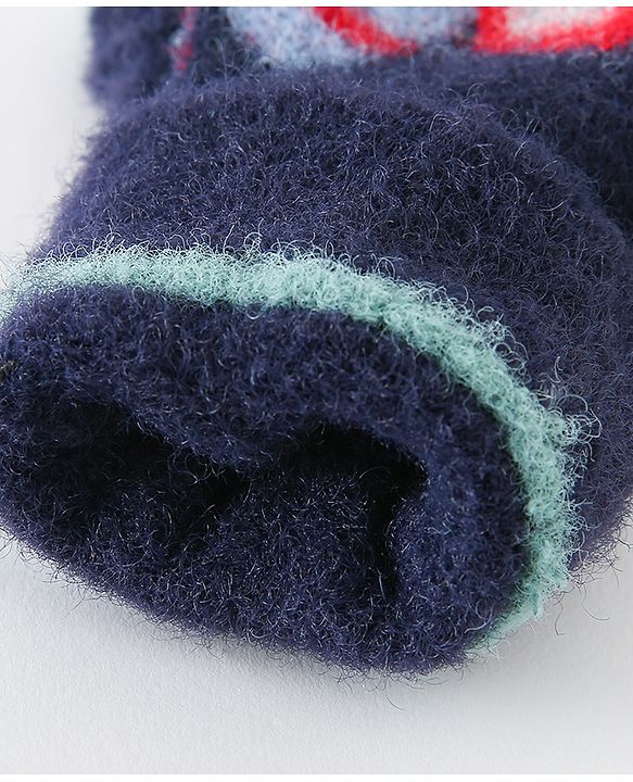 Babyhug Gloves With Car Design -Navy Blue