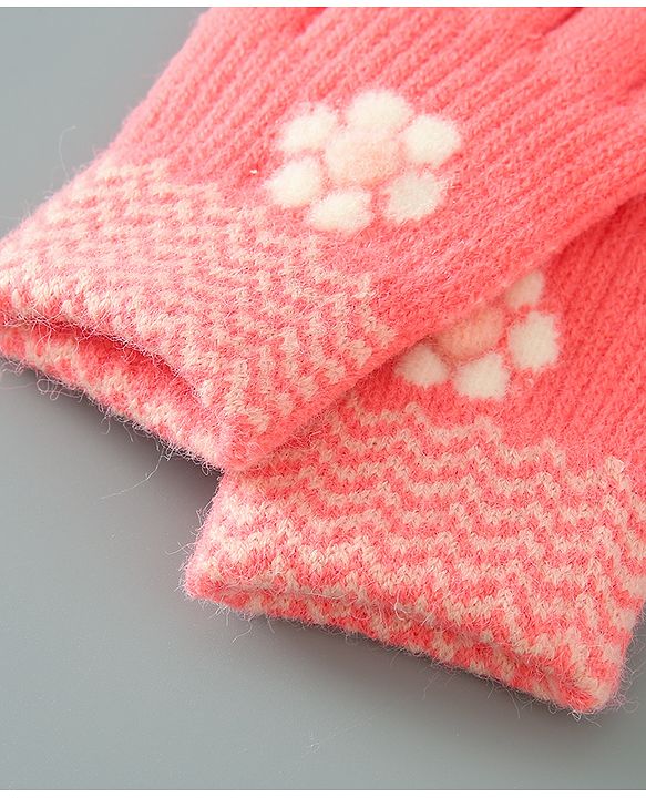 Babyhug Floral Design Gloves - Orange