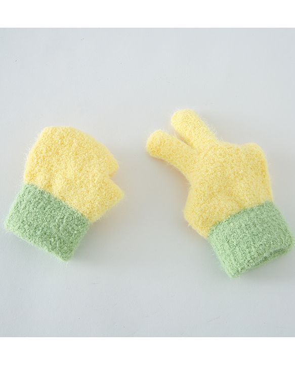 Babyhug Color Block Gloves - Yellow