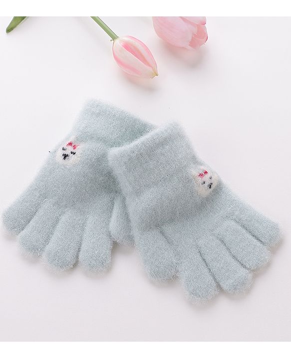 Babyhug Bunny Design Gloves - Light Green