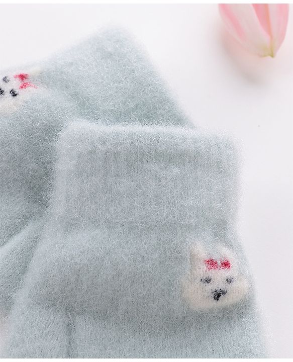 Babyhug Bunny Design Gloves - Light Green