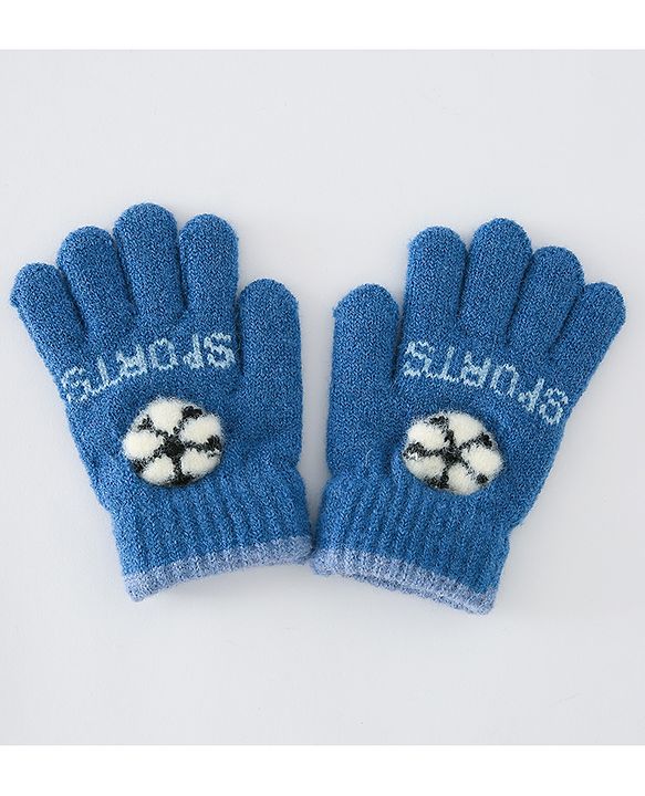 Babyhug Gloves With Football Design - Dark Blue