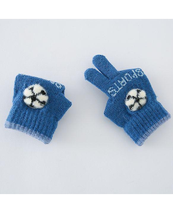 Babyhug Gloves With Football Design - Dark Blue