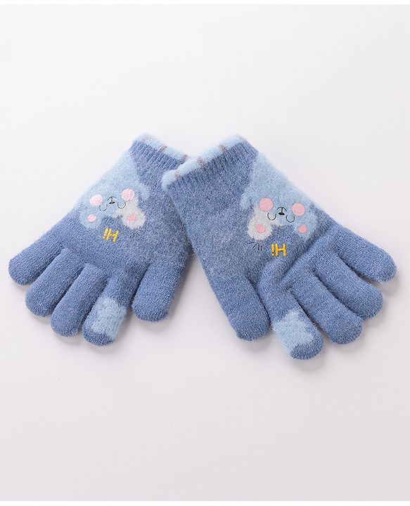 Babyhug Gloves With Bear Design - Blue