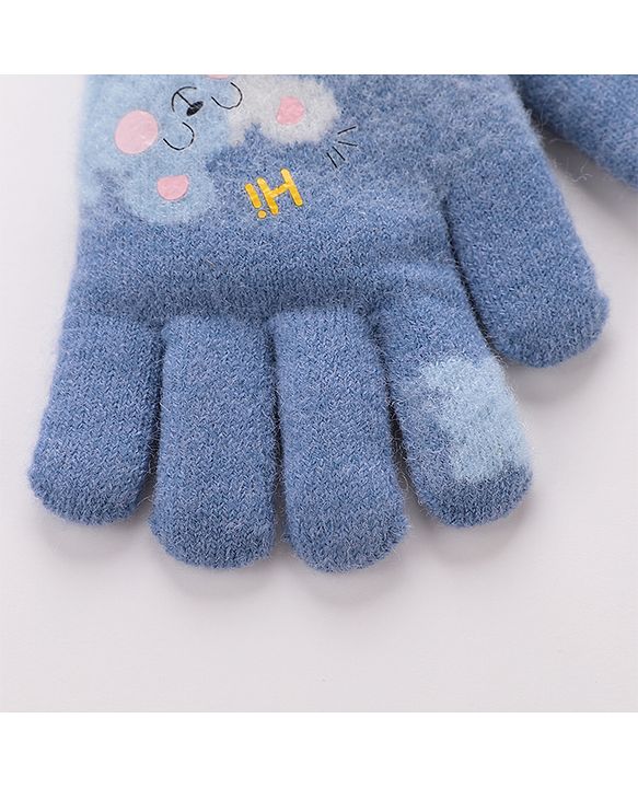 Babyhug Gloves With Bear Design - Blue