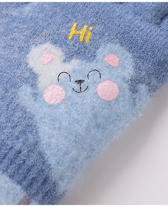 Babyhug Gloves With Bear Design - Blue