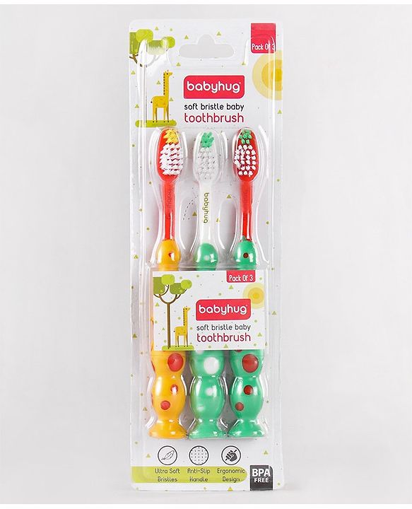 Babyhug Baby Junior Toothbrush Pack of 3 - color and print may vary
