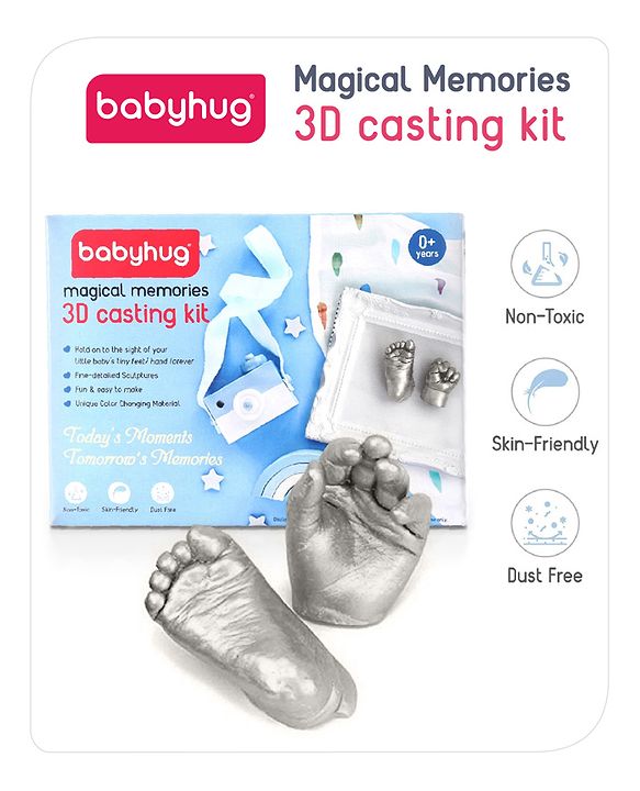 Babyhug Magical Memories 3D Casting Kit | 3D Baby Hand and Foot Casting kit | Captures Minute Details | High-Quality, Easy-To-Follow Kit | Metallic Gold