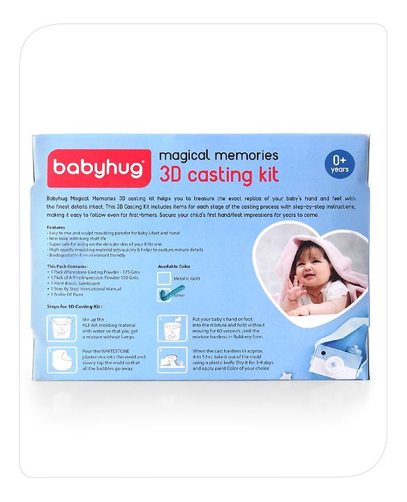 Babyhug Magical Memories 3D Casting Kit | 3D Baby Hand and Foot Casting kit | Captures Minute Details | High-Quality, Easy-To-Follow Kit | Metallic Gold