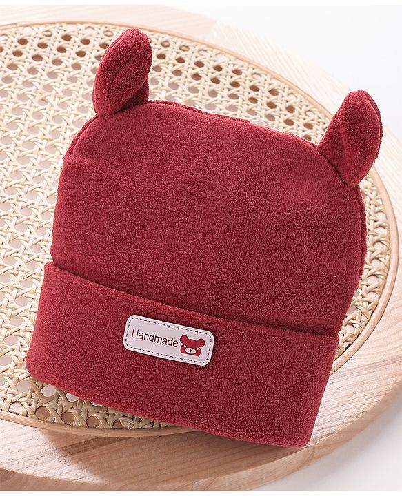 Babyhug Woollen Cap With  Ear Design - Maroon