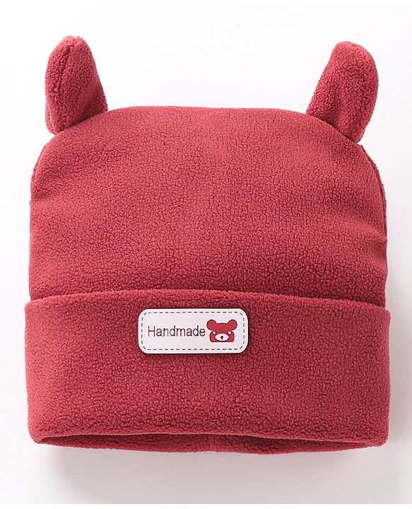 Babyhug Woollen Cap With  Ear Design - Maroon