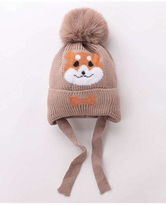 Babyhug Woollen Cap Fox Design Blue - Diameter 11 cm