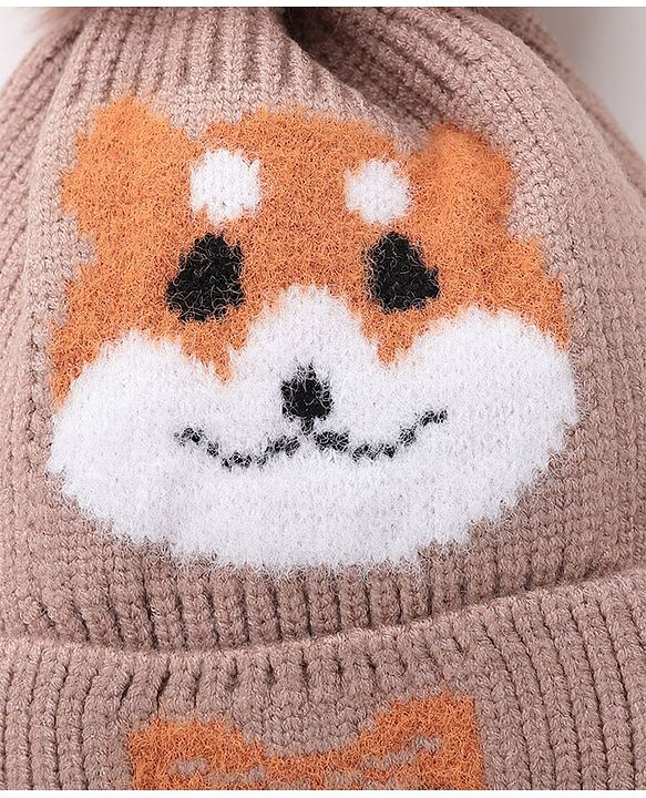 Babyhug Woollen Cap Fox Design Blue - Diameter 11 cm