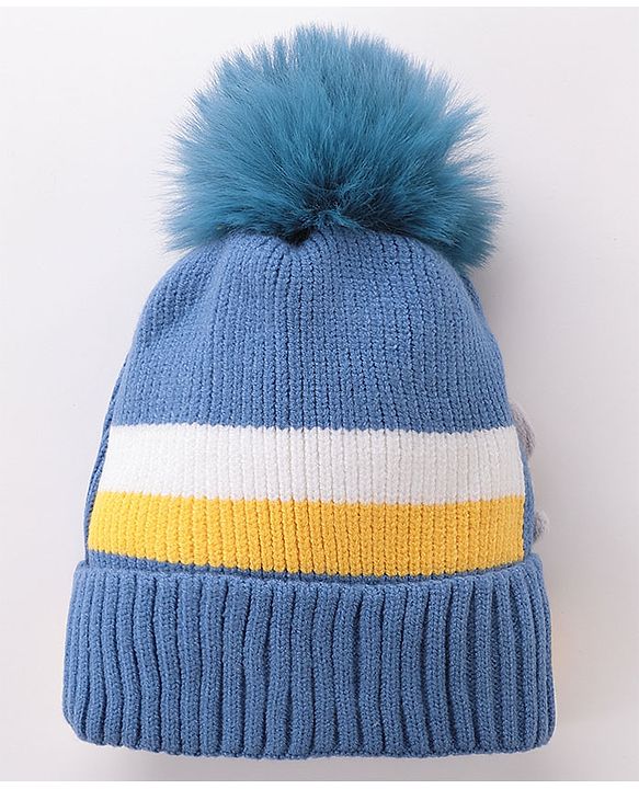 Babyhug Pom Pom Woollen Cap Puppy Design - Blue
